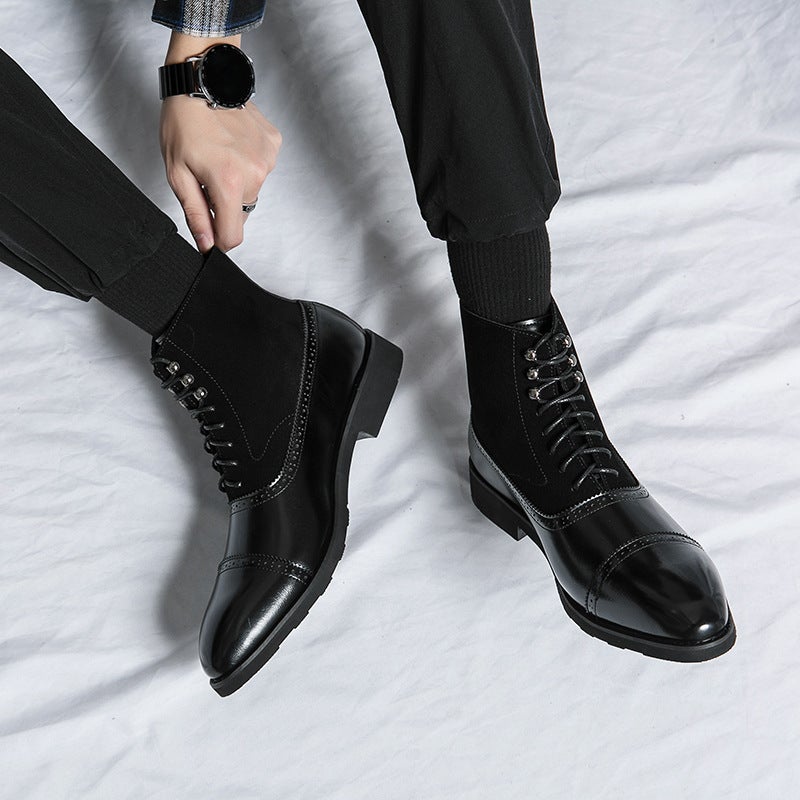 Plus Size New Leather Boots Fashion Men'S Casual Shoes Retro Lace-Up High Men'S Leather Boots A Generation Of Hair - Image 5